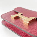 Hermes Constance Slim Wallet In Rouge Grenat With Gold Hardware - Found Fashion