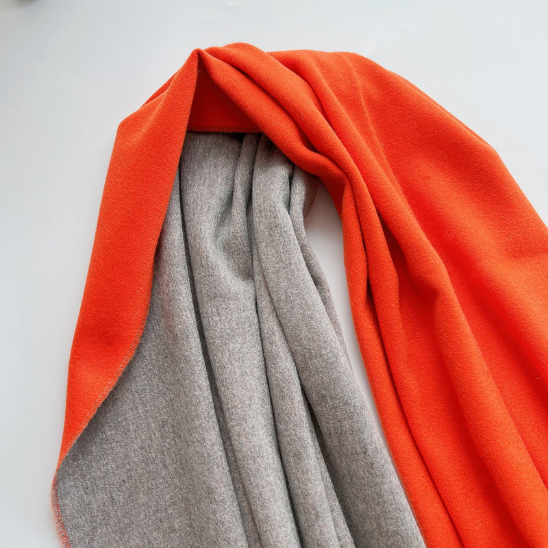 Hermès Etole Double Face Cashmere | Orange & Grey - Found Fashion