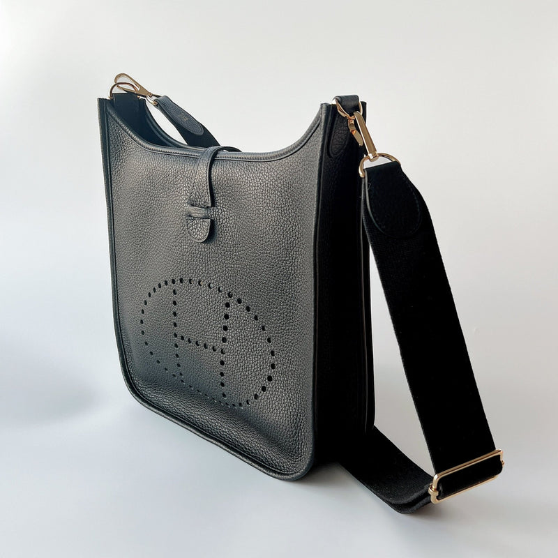 Hermes Evelyne III 29 Bag In Black (Noir) With Gold Hardware - Found Fashion