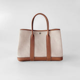 Hermes Garden Party 30 In Ecru Canvas and Abricot Negonda Leather