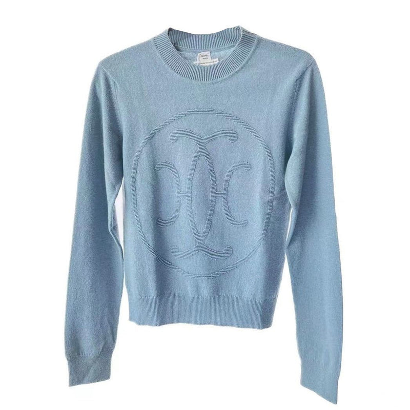Hermès H Lift Cashmere Sweater In Bleu Lichen, Light Blue