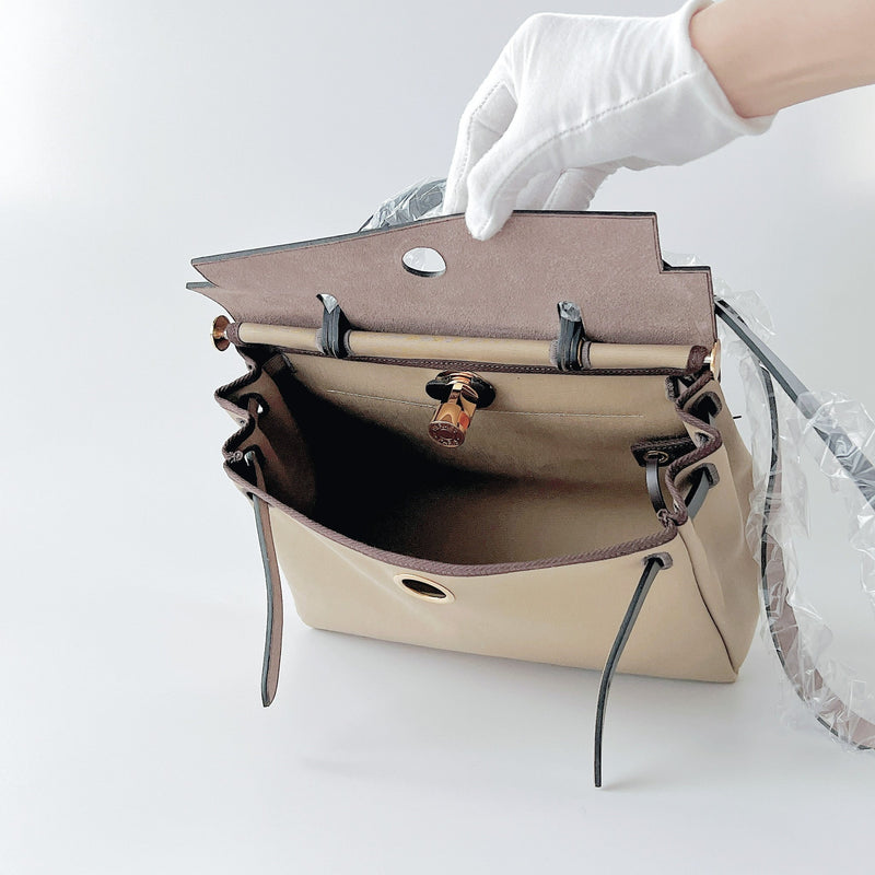 Hermes Herbag 31 In Trench And Ebene With Gold Hardware - Found Fashion