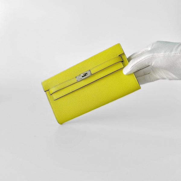 Hermes Kelly Classique To Go Wallet, In Jaune Citron Epsom Leather And Palladium Hardware, Yellow - Found Fashion