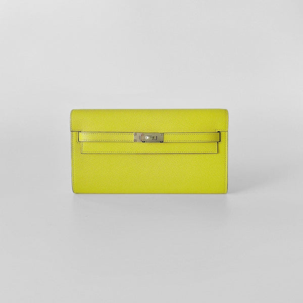 Hermes Kelly Classique To Go Wallet, In Jaune Citron Epsom Leather And Palladium Hardware, Yellow - Found Fashion