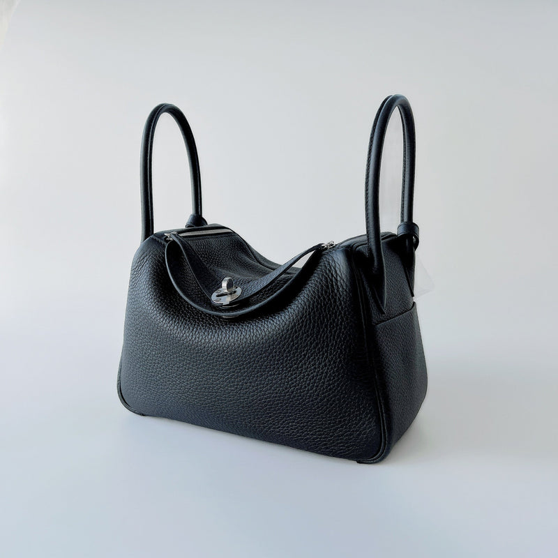 Hermes Lindy 26 Bag Black in Leather with Palladium-tone - US