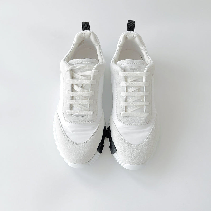 Hermes Men's Bouncing Sneaker In White And Black, Size 43 - Found Fashion