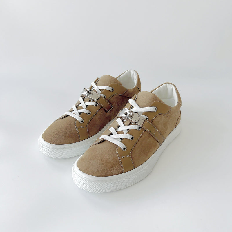 Hermes Men's Day Sneaker In Brown Suede, Size 42 - Found Fashion