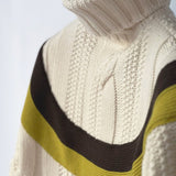 Hermes Men's "Yoke Torsade" Turtleneck Sweater In Ivory, Size M - Found Fashion