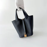 Hermes Picotin Lock Bag 18 In Caban Clemence Leather And Gold Hardware - Found Fashion