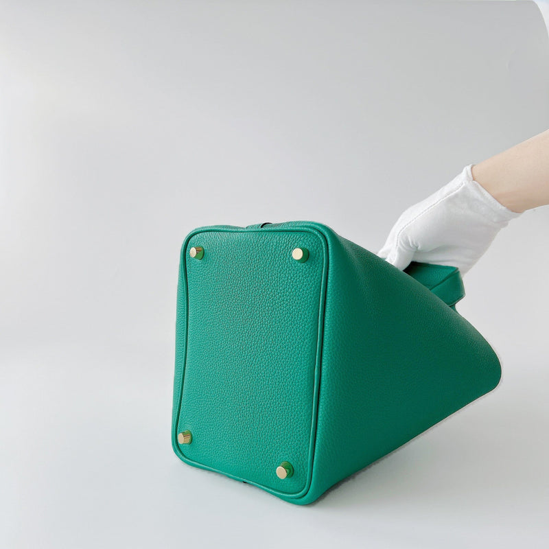 Hermes Picotin Lock Bag 18 In Vert Jade, Green Taurillon Maurice Leather And Gold Hardware - Found Fashion