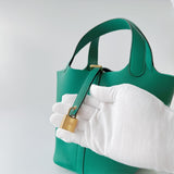Hermes Picotin Lock Bag 18 In Vert Jade, Green Taurillon Maurice Leather And Gold Hardware - Found Fashion