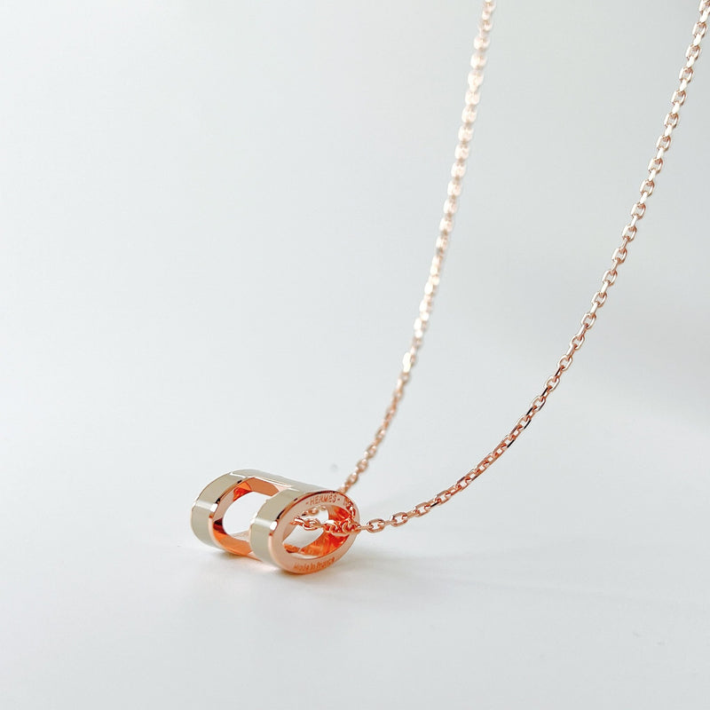 Hermes Pop H Necklace (Pink/Rose Gold) | Rent Hermes jewelry for $55/month