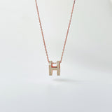Hermes Pop H Necklace In Marron Glace And Rose Gold - Found Fashion