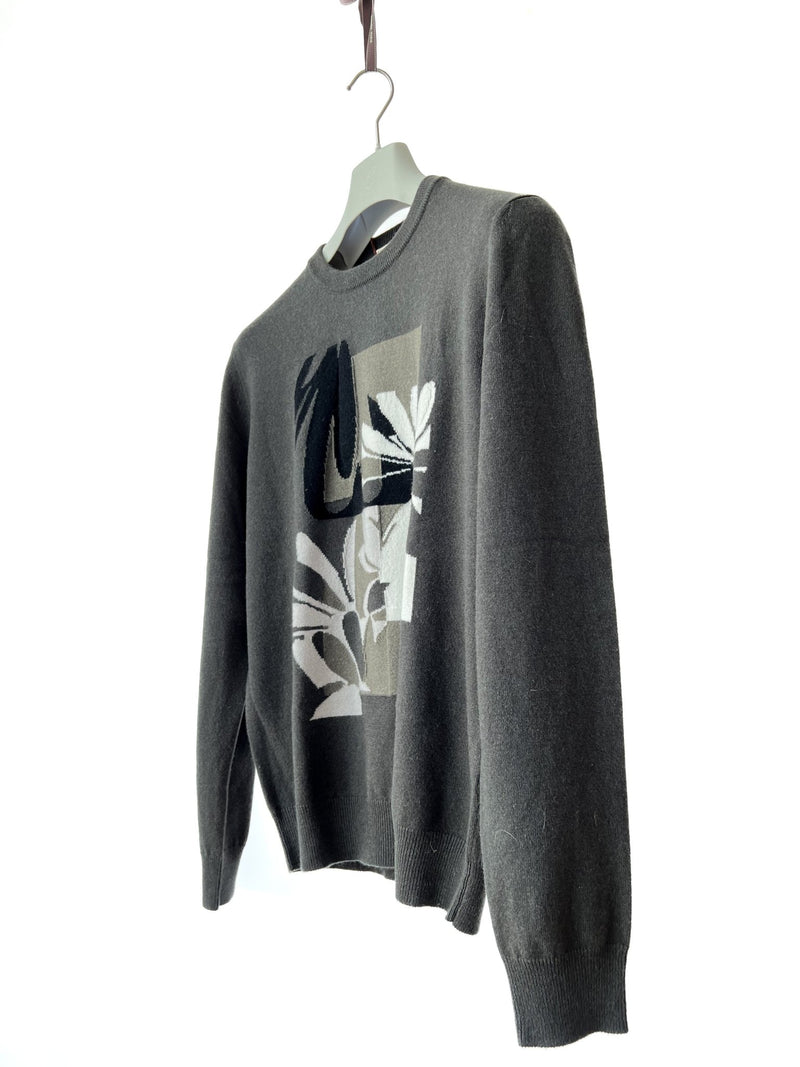 Hermès Puzzle Floral Cashmere Sweater In Algue Dark Green | Size L