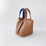 Hermes Rare Picotin 18 In Gold And Bleu Royale With Gold Hardware - Found Fashion