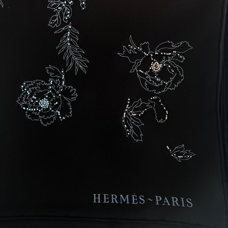 Hermes Robe Legere Embroidered Scarf 90 | Black