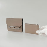 Hermes Roulis Slim Wallet In Etoupe And Silver Hardware - Found Fashion