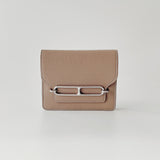 Hermes Roulis Slim Wallet In Etoupe And Silver Hardware - Found Fashion