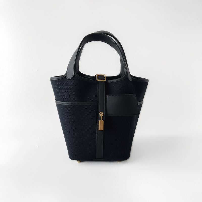 Hermes Cargo Picotin Lock Bag 18 In Black Cargo With Gold Hardware