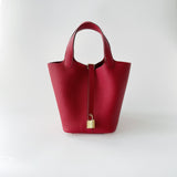 Hermes Picotin Lock Bag 18 In Red Vermillon Leather And Gold Hardware