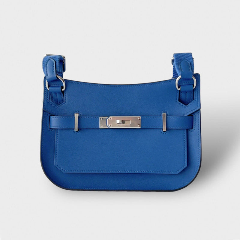Hermes Jypsiere Mini Bag In Blue With Palladium Hardware