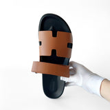 Hermes Men's Chypre Sandal In Brown And Black, Size 45.5 EU