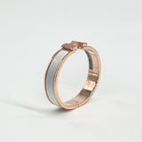 Hermès Clic H Bracelet In White and Rose Gold, PM Size
