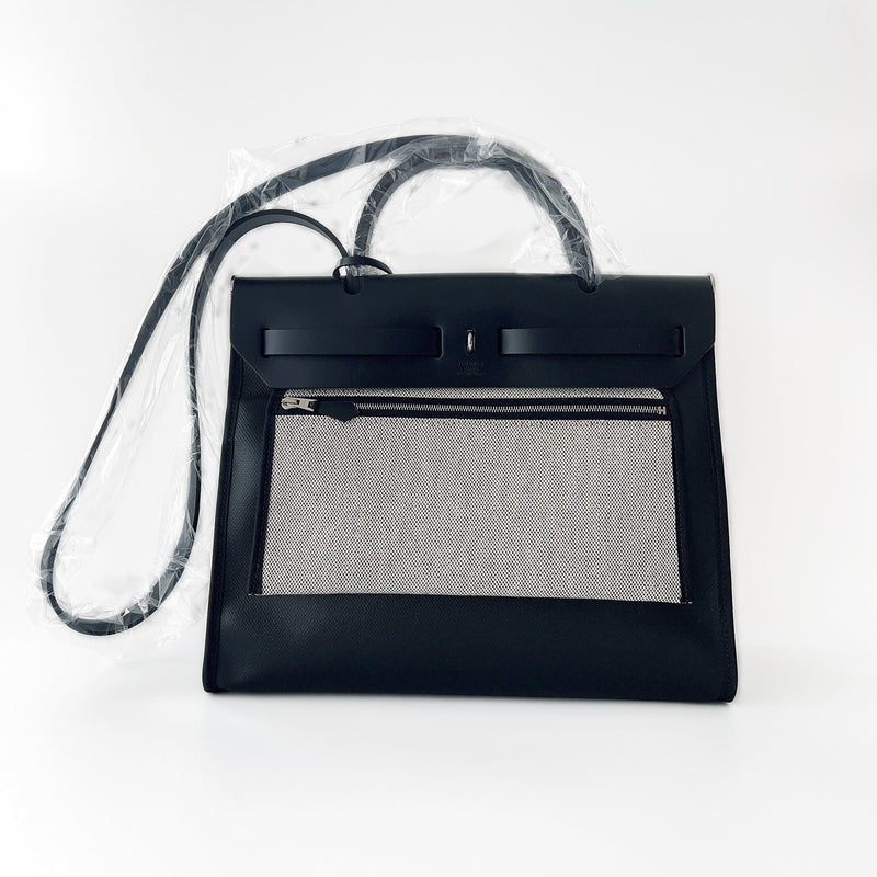 Bag It! - Hermès Black Coated Canvas Herbag 31 PHW.