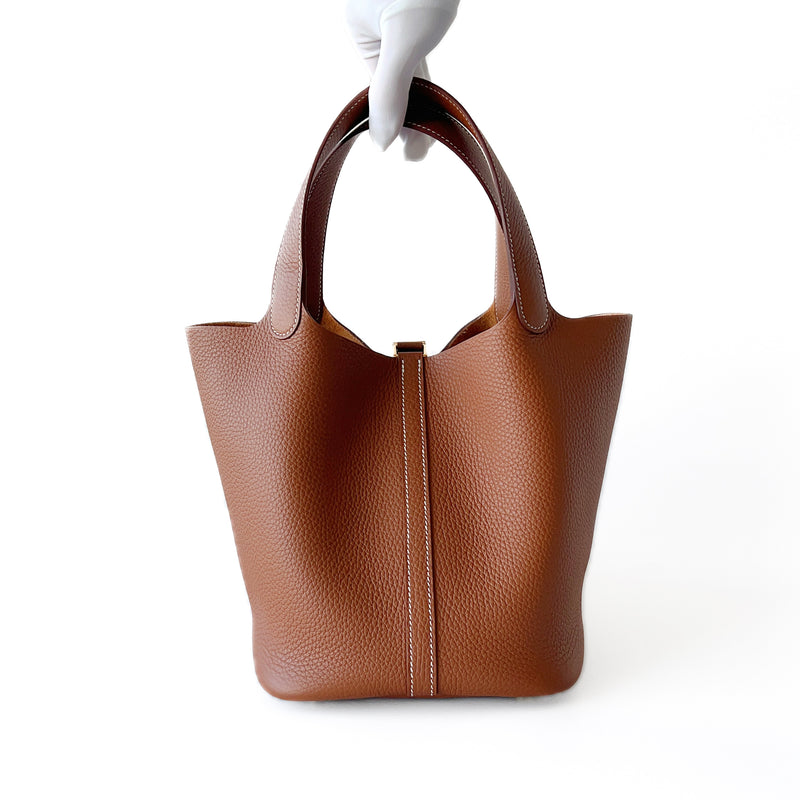 Hermes Gold Brown Picotin Lock 22 MM Handbag Bag – MAISON de LUXE