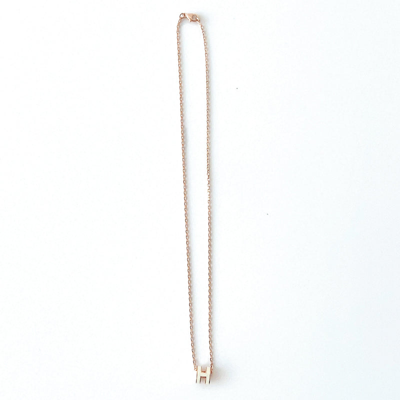 Hermes Mini Pop H Necklace In White & Rose Gold